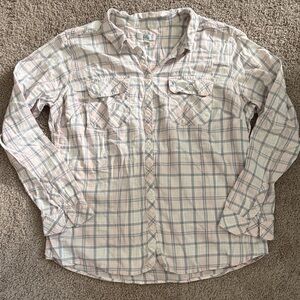 Croft & Barrow Women's Plaid Button Down Shirt in Pink and Gray